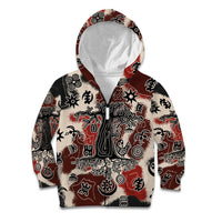 Sacred Heritage Kid Hoodie African Abstract Baobab Tree, Ethnic Symbols, and Red-Black Pattern - Wonder Print Shop