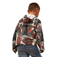 Sacred Heritage Kid Hoodie African Abstract Baobab Tree, Ethnic Symbols, and Red-Black Pattern - Wonder Print Shop