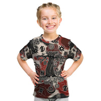 Sacred Heritage Kid T Shirt African Abstract Baobab Tree, Ethnic Symbols, and Red-Black Pattern - Wonder Print Shop