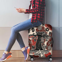 Sacred Heritage Luggage Cover African Abstract Baobab Tree, Ethnic Symbols, and Red-Black Pattern - Wonder Print Shop
