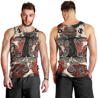 Sacred Heritage Men Tank Top African Abstract Baobab Tree, Ethnic Symbols, and Red-Black Pattern - Wonder Print Shop