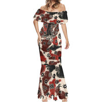Sacred Heritage Mermaid Dress African Abstract Baobab Tree, Ethnic Symbols, and Red-Black Pattern - Wonder Print Shop