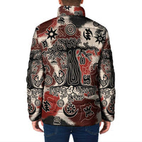Sacred Heritage Padded Jacket African Abstract Baobab Tree, Ethnic Symbols, and Red-Black Pattern - Wonder Print Shop
