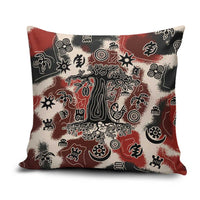 Sacred Heritage Pillow Cover African Abstract Baobab Tree, Ethnic Symbols, and Red-Black Pattern - Wonder Print Shop