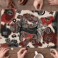 Sacred Heritage Puzzle African Abstract Baobab Tree, Ethnic Symbols, and Red-Black Pattern - Wonder Print Shop