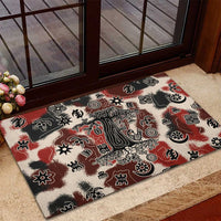 Sacred Heritage Rubber Doormat African Abstract Baobab Tree, Ethnic Symbols, and Red-Black Pattern - Wonder Print Shop