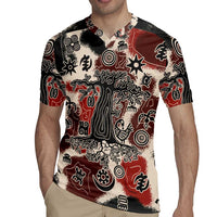 Sacred Heritage Rugby Jersey African Abstract Baobab Tree, Ethnic Symbols, and Red-Black Pattern - Wonder Print Shop