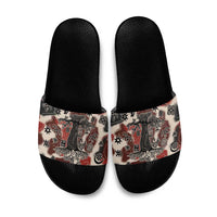 Sacred Heritage Slide Sandals African Abstract Baobab Tree, Ethnic Symbols, and Red-Black Pattern - Wonder Print Shop