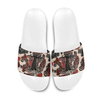 Sacred Heritage Slide Sandals African Abstract Baobab Tree, Ethnic Symbols, and Red-Black Pattern - Wonder Print Shop