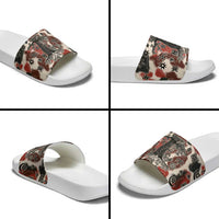 Sacred Heritage Slide Sandals African Abstract Baobab Tree, Ethnic Symbols, and Red-Black Pattern - Wonder Print Shop