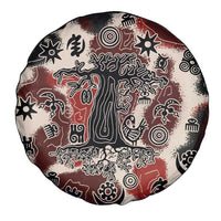 Sacred Heritage Spare Tire Cover African Abstract Baobab Tree, Ethnic Symbols, and Red-Black Pattern - Wonder Print Shop