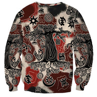 Sacred Heritage Sweatshirt African Abstract Baobab Tree, Ethnic Symbols, and Red-Black Pattern - Wonder Print Shop