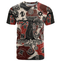 Sacred Heritage T Shirt African Abstract Baobab Tree, Ethnic Symbols, and Red-Black Pattern - Wonder Print Shop