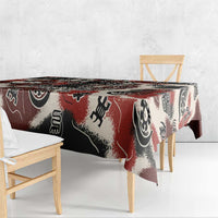 Sacred Heritage Tablecloth African Abstract Baobab Tree, Ethnic Symbols, and Red-Black Pattern - Wonder Print Shop