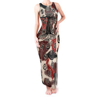 Sacred Heritage Tank Maxi Dress African Abstract Baobab Tree, Ethnic Symbols, and Red-Black Pattern - Wonder Print Shop