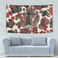 Sacred Heritage Tapestry African Abstract Baobab Tree, Ethnic Symbols, and Red-Black Pattern - Wonder Print Shop
