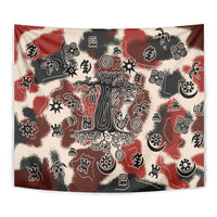 Sacred Heritage Tapestry African Abstract Baobab Tree, Ethnic Symbols, and Red-Black Pattern - Wonder Print Shop