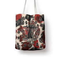 Sacred Heritage Tote Bag African Abstract Baobab Tree, Ethnic Symbols, and Red-Black Pattern - Wonder Print Shop
