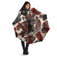 Sacred Heritage Umbrella African Abstract Baobab Tree, Ethnic Symbols, and Red-Black Pattern - Wonder Print Shop