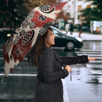 Sacred Heritage Umbrella African Abstract Baobab Tree, Ethnic Symbols, and Red-Black Pattern - Wonder Print Shop