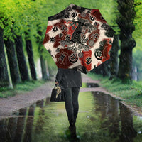 Sacred Heritage Umbrella African Abstract Baobab Tree, Ethnic Symbols, and Red-Black Pattern - Wonder Print Shop