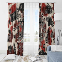 Sacred Heritage Window Curtain African Abstract Baobab Tree, Ethnic Symbols, and Red-Black Pattern - Wonder Print Shop