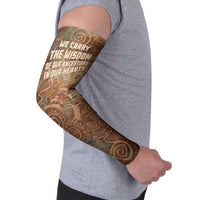 We Carry The Wisdom Arm Sleeves African Ancient Symbols, Earthy Tones, and Ancestral Wisdom Quote - Wonder Print Shop