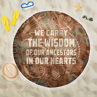 We Carry The Wisdom Beach Blanket African Ancient Symbols, Earthy Tones, and Ancestral Wisdom Quote - Wonder Print Shop
