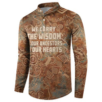 We Carry The Wisdom Button Sweatshirt African Ancient Symbols, Earthy Tones, and Ancestral Wisdom Quote - Wonder Print Shop