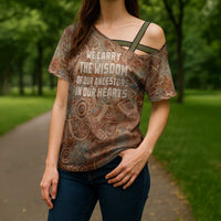 We Carry The Wisdom Cross Shoulder Shirt African Ancient Symbols, Earthy Tones, and Ancestral Wisdom Quote - Wonder Print Shop