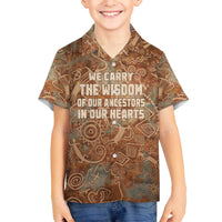 We Carry The Wisdom Family Matching Off The Shoulder Long Sleeve Dress and Hawaiian Shirt African Ancient Symbols, Earthy Tones, and Ancestral Wisdom Quote - Wonder Print Shop