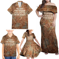 We Carry The Wisdom Family Matching Off Shoulder Maxi Dress and Hawaiian Shirt African Ancient Symbols, Earthy Tones, and Ancestral Wisdom Quote - Wonder Print Shop