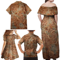 We Carry The Wisdom Family Matching Off Shoulder Maxi Dress and Hawaiian Shirt African Ancient Symbols, Earthy Tones, and Ancestral Wisdom Quote - Wonder Print Shop