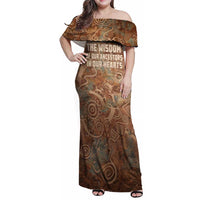 We Carry The Wisdom Family Matching Off Shoulder Maxi Dress and Hawaiian Shirt African Ancient Symbols, Earthy Tones, and Ancestral Wisdom Quote - Wonder Print Shop