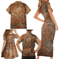 We Carry The Wisdom Family Matching Short Sleeve Bodycon Dress and Hawaiian Shirt African Ancient Symbols, Earthy Tones, and Ancestral Wisdom Quote - Wonder Print Shop