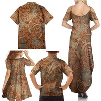 We Carry The Wisdom Family Matching Summer Maxi Dress and Hawaiian Shirt African Ancient Symbols, Earthy Tones, and Ancestral Wisdom Quote - Wonder Print Shop