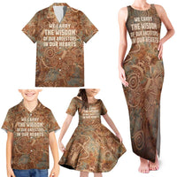 We Carry The Wisdom Family Matching Tank Maxi Dress and Hawaiian Shirt African Ancient Symbols, Earthy Tones, and Ancestral Wisdom Quote - Wonder Print Shop