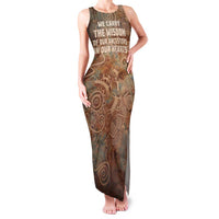 We Carry The Wisdom Family Matching Tank Maxi Dress and Hawaiian Shirt African Ancient Symbols, Earthy Tones, and Ancestral Wisdom Quote - Wonder Print Shop