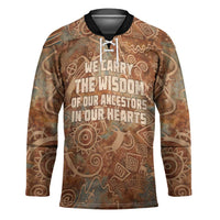 We Carry The Wisdom Hockey Jersey African Ancient Symbols, Earthy Tones, and Ancestral Wisdom Quote - Wonder Print Shop