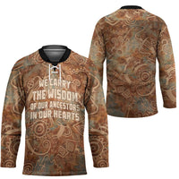 We Carry The Wisdom Hockey Jersey African Ancient Symbols, Earthy Tones, and Ancestral Wisdom Quote - Wonder Print Shop