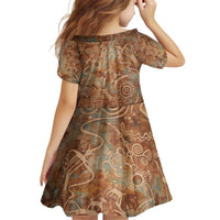 We Carry The Wisdom Kid Short Sleeve Dress African Ancient Symbols, Earthy Tones, and Ancestral Wisdom Quote - Wonder Print Shop