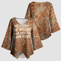 We Carry The Wisdom Kimono Sleeve Blouse African Ancient Symbols, Earthy Tones, and Ancestral Wisdom Quote - Wonder Print Shop