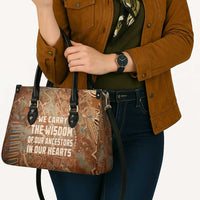 We Carry The Wisdom Leather Bag African Ancient Symbols, Earthy Tones, and Ancestral Wisdom Quote - Wonder Print Shop