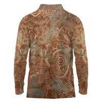 We Carry The Wisdom Long Sleeve Polo Shirt African Ancient Symbols, Earthy Tones, and Ancestral Wisdom Quote - Wonder Print Shop