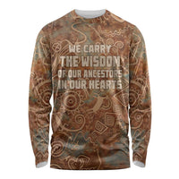 We Carry The Wisdom Long Sleeve Shirt African Ancient Symbols, Earthy Tones, and Ancestral Wisdom Quote - Wonder Print Shop