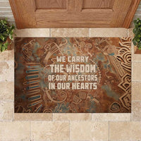 We Carry The Wisdom Rubber Doormat African Ancient Symbols, Earthy Tones, and Ancestral Wisdom Quote - Wonder Print Shop