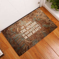 We Carry The Wisdom Rubber Doormat African Ancient Symbols, Earthy Tones, and Ancestral Wisdom Quote - Wonder Print Shop