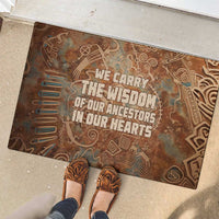 We Carry The Wisdom Rubber Doormat African Ancient Symbols, Earthy Tones, and Ancestral Wisdom Quote - Wonder Print Shop