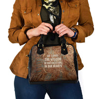 We Carry The Wisdom Shoulder Handbag African Ancient Symbols, Earthy Tones, and Ancestral Wisdom Quote - Wonder Print Shop