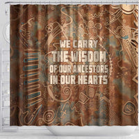 We Carry The Wisdom Shower Curtain African Ancient Symbols, Earthy Tones, and Ancestral Wisdom Quote - Wonder Print Shop